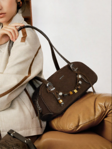 Just Star | Crossbody Satchel Shoulder Bag Brown Suede