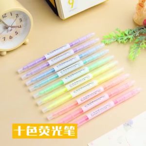 Double-ended Highlighter 6Pcs/set Marker Pen Stationary School Supplies Painting and Writing 6 Color