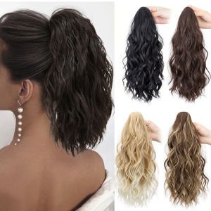 Synthetic Short Wavy Brown Blonde Ponytail Hair Extension Claw Clip in Hairpiece Style for Women