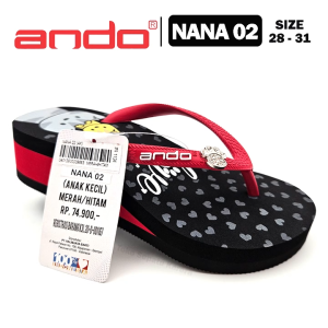 Sandal Jepit Anak Perempuan – ANDO – NANA 02 – Size 28-31 – Outdoor – Casual – Fashion Merah Hitam