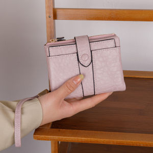 New Vintage Women Short Wallet Fold Coin Purse With Wrist Strap