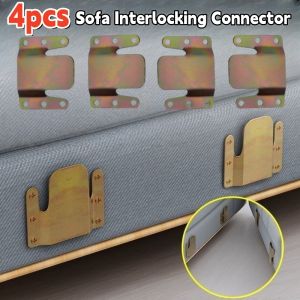 4pcs Universal Sectional Sofa Interlocking Sofa Connector Bracket Partition Furniture Connectors Couch Clips Easy to Install
