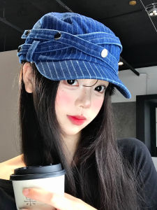 BAOYINFEI | Vintage Denim Stripe Face Slimming Stylish Flap Hat