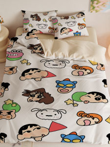 New Cartoon Crayon Shinchan Summer Print Four-Piece Bedding Set Cute Student Cartoon Character Duvet Cover New Arrival