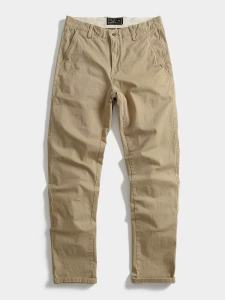 Versatile Pure Color Cotton Work Trousers Loose Fit Mens Cone Shape Straight Casual Pants Spring Autumn New Style