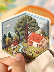 Embroidery Simulation Miniature Scene Stickers