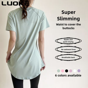 Luoke High end yoga clothing cover up shirt for women loose short sleeved fitness quick drying running sports top for spring and summer