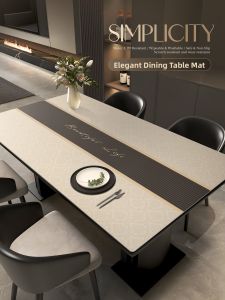 Luxurious Waterproof Oil-Proof Heat-Insulating Table Mat Easy-To-Clean Dining Table Protection Pad Rectangle PVC Geometric Pattern