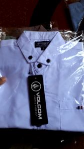 COD Atasan Baju Kemeja Anak Motif Polos Lengan Pendek 2-10 Tahun Hem Anak Cowok Merah Maron Murah