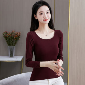 Slim Fit Modal Base Shirt Long Sleeve round Neck Thin Spring Autumn New Style Womens Inner Wear T-Shirt Classic Solid Color