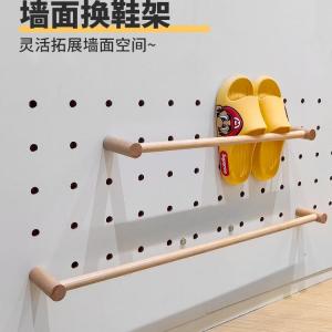 Modern Minimalist Wooden Shoe Rack with Hole Board Combination Storage Organizer for Shoes Balcony Living Room Display Shelf