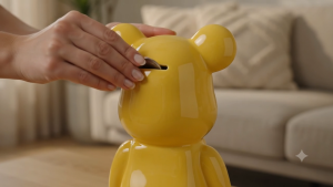 Glossy Yellow Bear Figurine Statue (Large Bear brick Style Interior Art Toy)