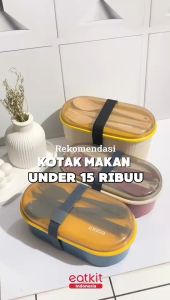 Eatkit Kotak makan siang transparan 1250ML desain dua lapis kotak makan siang untuk pekerja kantor dan pelajar pemanas microwave