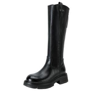 Josiny | Thick Sole Brown Over-the-Knee Boots