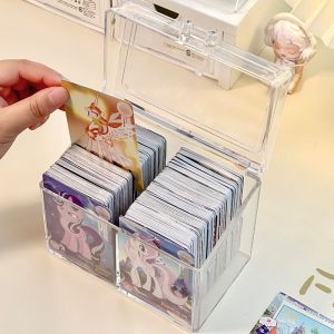 Small Card Storage Box Display Stand Transparent Organizer for Collectible Cards Pony Princess Display Case Desktop Storage