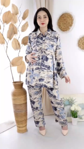 Baju Setelan Hamil dan Menyusui Lengan Panjang Bahan Katun