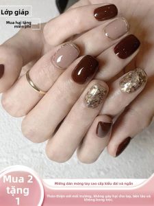 MONLEYTA | Nhựa giả móng tay thời trang mùa hè 2025 Nhựa giả móng tay ngắn và dài vừa phải Thiết kế hoa sen Đồ dùng làm đẹp cho phụ nữ