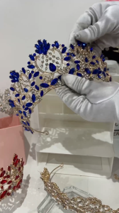 Miss Universe Crown Baroque Crystal Wedding Tiara Bridal Crown Rhinestone Headpieces for Event Debut Sagala