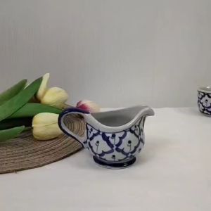 เหยือกนม เหยือกนมเซรามิก ขนาด 2.8 ซม. โถนม เหยือกนมลายไทย สำหรับใส่นม ชงกาแฟ ลายไทย ลายคราม