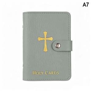 Soft Leather Holy Card Holder Slim Pocket Prayer Organizer with Snap Closure Suitable for Believers Commute Carry