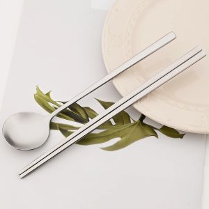 2 Chiếc Đũa Sushi Bộ Thìa Canh Inox Thân Thiện Với Môi Trường Hàn Quốc Đồ Ăn Mờ Có Thể Tái Sử Dụng Flatware Phương Tây Bộ Đồ Ăn
