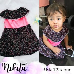 Baju dress harian anak perempuan usia 1-3 tahun model kerah rempel