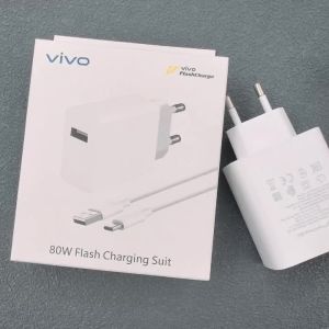 Original Vivo 80W Flash Charger EU Fast Charging Adapter & Type-C Cable For X300 X90 X80 S19 Pro iQOO Neo9 Z9 Phone Charger Set