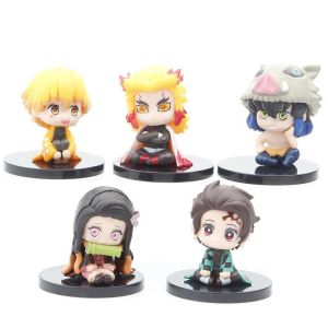 5 cái diệt quỷ cứu nhân búp bê Anime Q phiên bản tanjiro nidouzi inosuke zenizu Mô hình nhân vật phim hành động đồ chơi trang trí