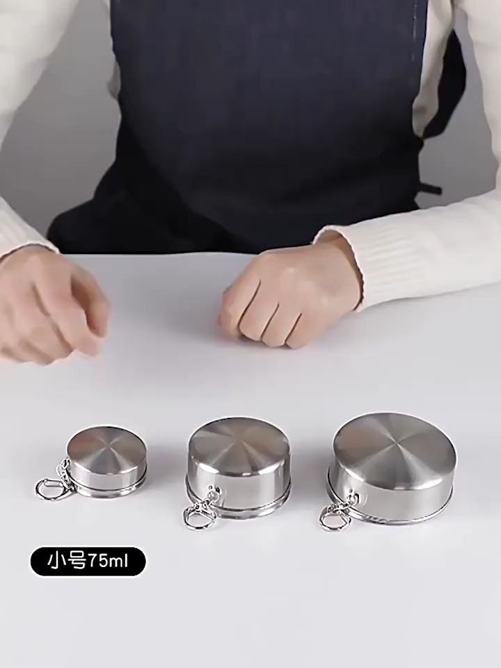 Stainless Steel Foldable Cup Travel Collapsible Cup Portable Water Cup Folding Mouthwash Cup Outdoor Camping Drinking