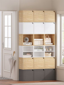 Floor Simple Bookshelf behind the Door Storage Shelf Kids Movable Wall Bookcase For Home Living Room with Door Grid Cabinet