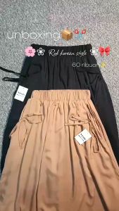 Rok Wanita Kekinian Nabila Skrit Rayon Twill Premium Terbaik Karet Panjang Nyaman