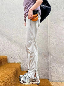 กางเกงกีฬาผ้าไหมน้ำแข็งแห้งเร็วสำหรับผู้ชาย ฤดูร้อน กางเกงปั่นจักรยานทางพื้นราบ กางเกงขายาวสำหรับกลางแจ้งแบบลำลอง ทรงตรง ทรงตรง ทรงเข้ารูป