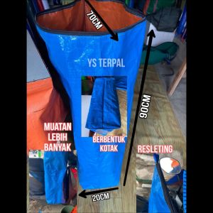 karung terpal dengan resleting T90cm L20cm P70cm bahan sedang