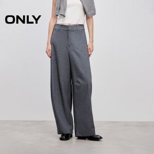 Only2025 High Waist Wide Leg Pants Womens Casual Trousers Commuter Style Drapey Loose Fit Polyester Blend Spring 2025