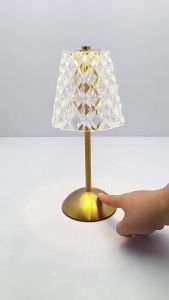 Rechargeable Touch Night Light 3 Colors Dimmable Artificial Crystal Lamp Portable Table Lamp for Bedroom Living Room Restaurant