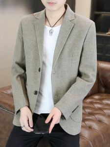 HENGYUANXIANG | Chic Casual Korean Style Mens Suit Spring Autumn Fashion Urban Polyester Fiber Long Sleeve Standard Fit Jacket Handsome Outerwear