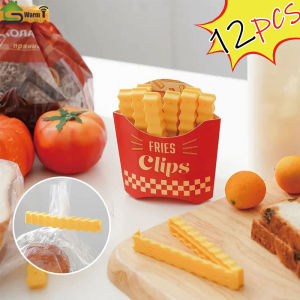 【New】12pcs French Fries Food Clips Creative Bag Sealer with Holder Fridge Food Seal Clip Keep Fresh Snack Sealing Clamp