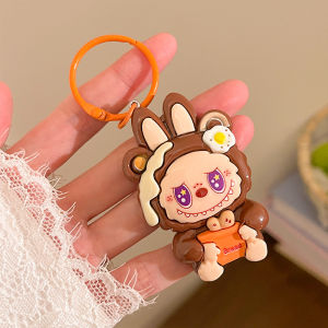 Cute Cartoon Labubu Resin Keychain Activity Small Gift Bag Pendant Book Bag Accessory Decorations Classic Stone Workshop