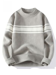 ROMON | Loose Fit Round Neck Knitwear Thickened Casual Style Mens Sweater Warmth Comfortable Inner Wear Fashionable Urban Winter Top