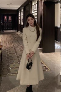 CHOUXIE | Chic Hepburn Style Black Wool Coat Mid-Long