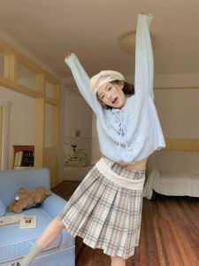 Váy Chữ a Len Kẻ Caro Phong Cách Nhật Bản Cạp Cao Xếp Ly Ngắn Cho Nữ Mùa Thu Đông Mới Về Váy Midi Cổ Điển Thanh Lịch