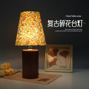 โคมไฟโต๊ะหินพื้นไม้ธรรมชาติสไตล์วินเทจแบบเรียบง่ายปิดสวิตช์ด้วยสวิตช์ปุ่ม 3W LED สำหรับห้องนอน
