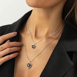 PuRui 2Style Exquisite Elegant Imitation Pearl Acrylic Rhinestone Pendant Necklace Fashion Silver Color Thin Chain Charm Jewelry