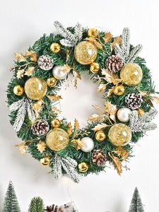 Nordic Style Christmas Decorative Pinecone Garland Glowing Entranceway Wall Hanging European Retro Christmas Door Mat Decoration