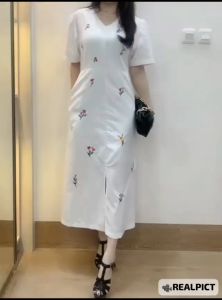 JESS Dress Wanita - Dress Putih - Dress Katun - Midi Dress Bordir