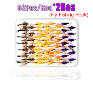 Topranc Assorted Fly Fishing Flies Handmade Dry Wet Nymph Flies Artificial Insect Lures Trout Bass Fishing Tackle