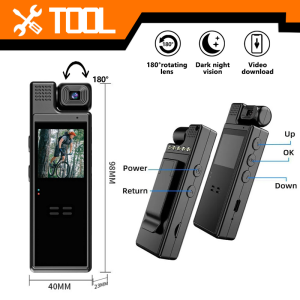 1080P Mini Body Camera Portable Small Digital Video Camcorder 180 Degree Rotating Lens Police Body Cam Pocket Video Recorder Moto Camera Sports DV