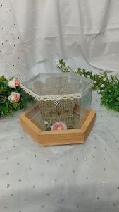 Kotak Kayu Hexagonal Tempat Cincin dan Kalung Mahar atau Seserahan Pernikahan - KCK.HEXA