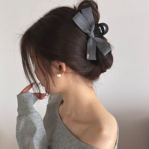 Fashion Denim Bow Grab Clip 2025 New  Hairpin Back of Head Large Shark Clip Headdress   Заколки Для Волос  Hair Clips for Women
