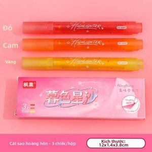 Bộ Văn Phòng Phẩm 3 Món Họa Tiết Ngôi Sao Lấp Lánh Màu Kẹo Ngọt Phấn Highlight Lấp Lánh Dễ Thương Dùng Cho Trường Học Văn Phòng Sử Dụng Hàng Ngày